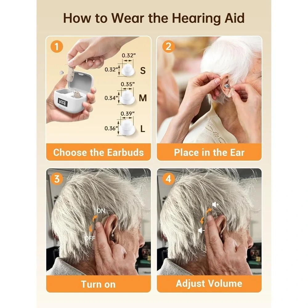 Bigprot Rechargeable Digital Hearing Aids Noise Cancelling BTE Pair White - Picture 11 of 14